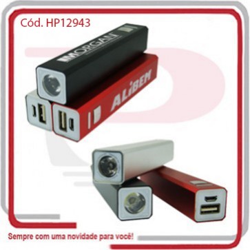 Bateria Power Bank e Lanterna 1.200 mAh Alumínio .