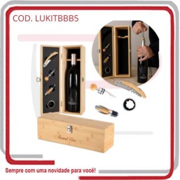 Kit Vinho Bordeaux Box Bambu  Estjo 5 Peças  635258