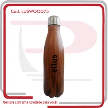 Squeeze Garrafa  Corpo em Aço Wood Jacarandá 750 Ml 17340