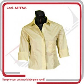 Camisa Social Fil a Fil Feminina Manga 3_4