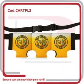 Cartucheira Cinto em Neoprene p_ 3 Latas de Cerveja