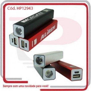 Bateria Power Bank e Lanterna 1.200 mAh Alumínio .