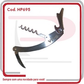 Saca Rolha Curvo Inox 3 Funções