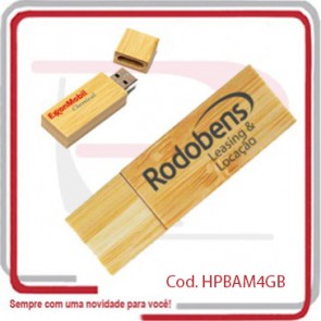 Pen Drive Corpo em Madeira Bambu 4 GB
