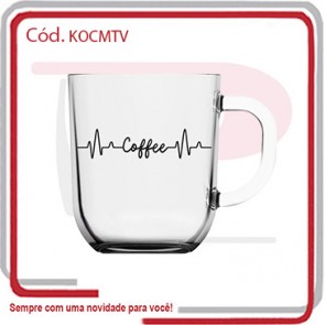 Caneca Modelo Quadre em Vidro 300 Ml de Capacidade .