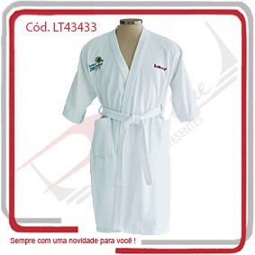 Roupão Santorini Unissex Veludo Quimono Bordado M 280 g_m² -