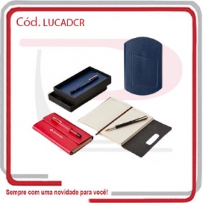 Kit Escriba Caderno Couro e Caneta Roller 37874