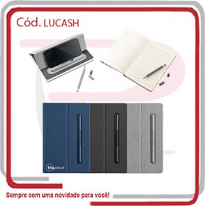 Caderno Holder Pautado c_ Suporte p_ Celular e Caneta 50791