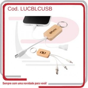 Chaveiro Bamboo Link Cabos USB 2 EM  43452