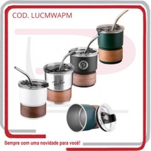 Copo Mezzo Wood em Aço, PS e Madeira 250 Ml 11206