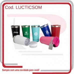 Copo Térmico Inox c_ Caixa de Som  400 Ml  2024819