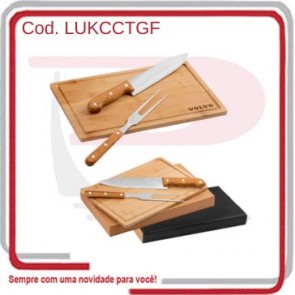 Kit Churrasco Chef c_Tábua, Garfo, Faca Embalagem Kraft  13980