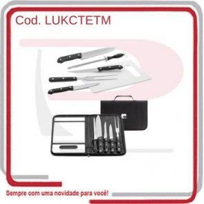 Kit Churrasco Texas c_ 6 Peças e Estojo Tipo Maleta  09413
