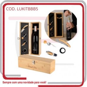 Kit Vinho Bordeaux Box Bambu  Estjo 5 Peças  635258