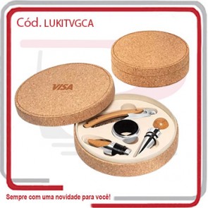 Kit Vinho Gourmet Estojo Cortiça 4 Acessórios  1595