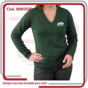Blusa Básica Feminina Gola V em Lã Acrílica