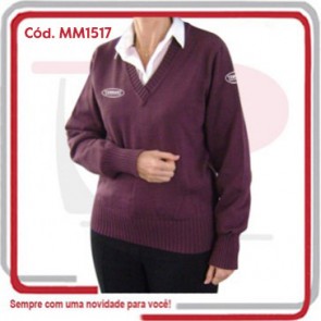 Blusa Feminina Gola V Punhos e Barra Larga Canelados