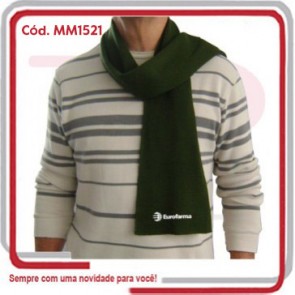 Cachecol em Lã Retilínea Logo Bordado 132x26 s_ Franjas