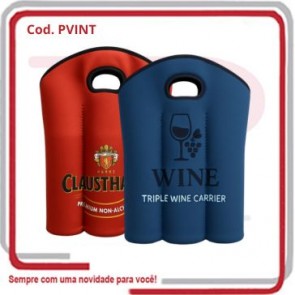 Porta Vinho Corpo Triplo em Neoprene 38,5cm x 37cm .